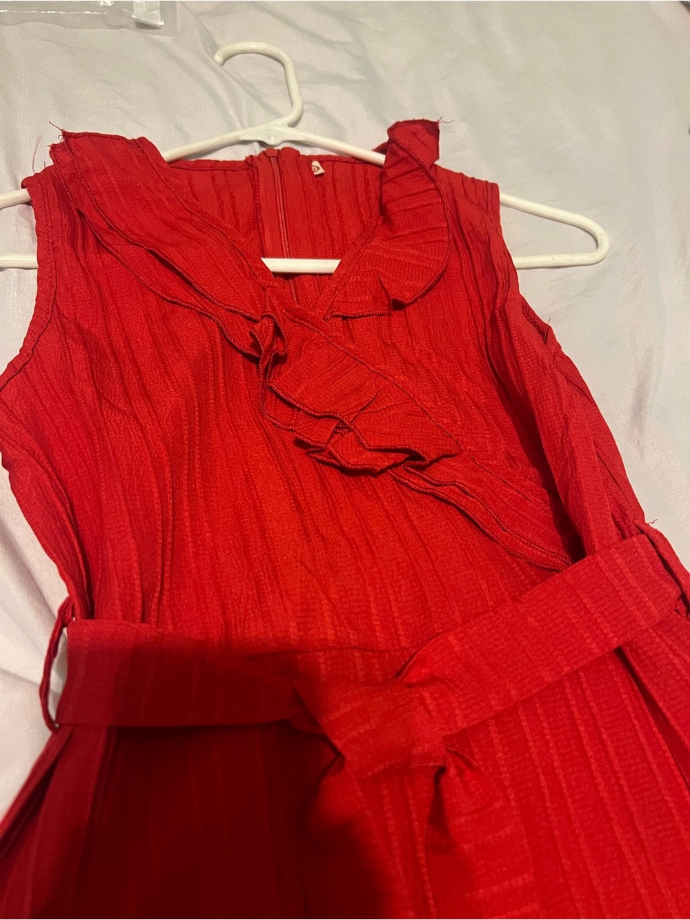 Red Ruffled Sleeveless Jumpsuit